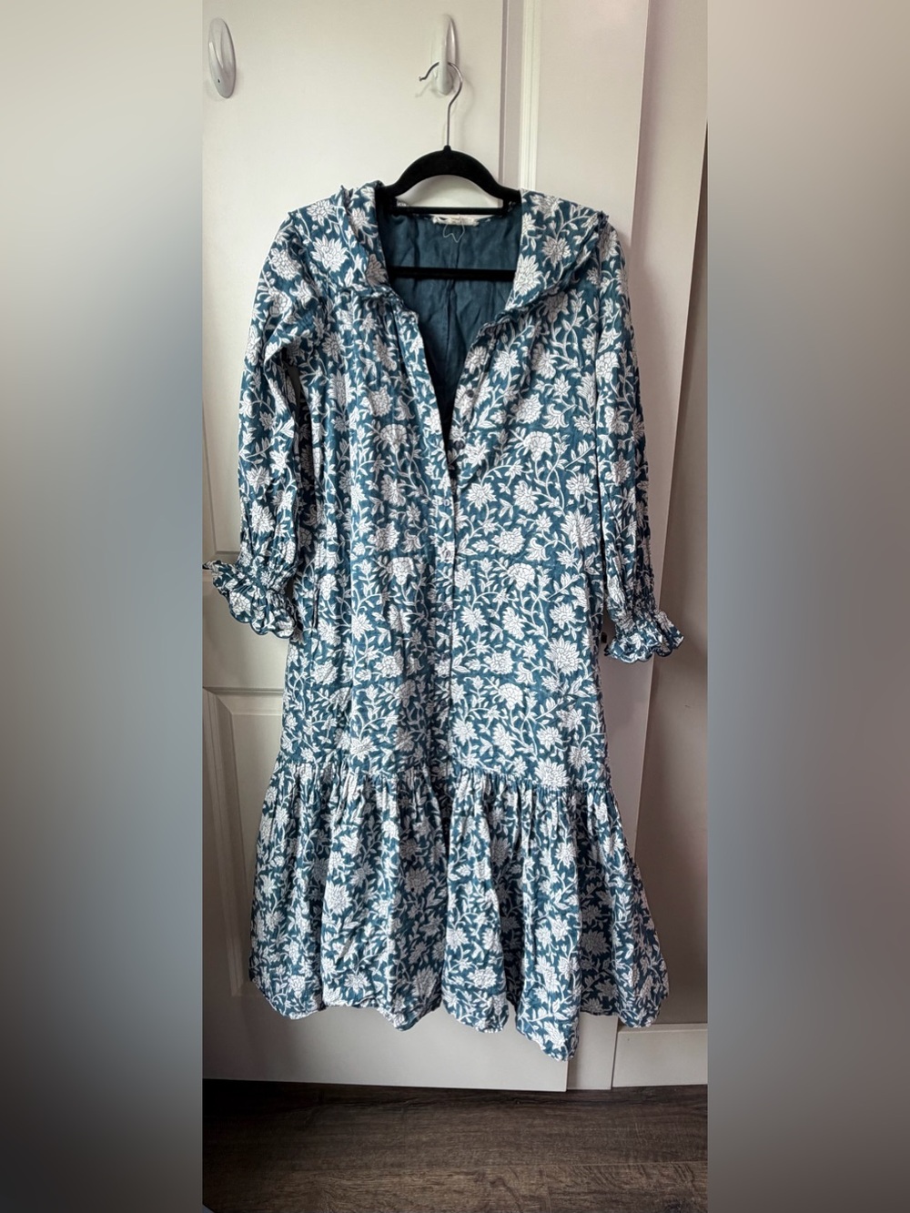 Ophelia & Indigo Teal Floral Tiered Long-Sleeve Maxi Dress - Women